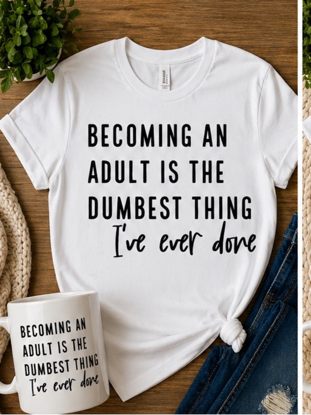 Coffee Humor Tee + Mug Set Funny Coffee Shirt + Mug Set Caffeine Lover Graphic - Picture 1 of 1